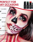 Face Body Paint Stick (BLACK+WHITE)，Water Resistant Sports Body Makeup Athletes Softball， Football Baseball ， Professional Halloween Face Makeup Kit ，for Halloween costume， Zombie Clown Vampire