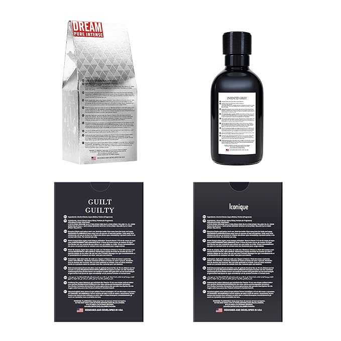 Hybrid & Company Mens 4 Pcs Infinite Grey Dream Pure Intense Iconique France Guilty Eau De Perfum Vaporisateur Natural Spray