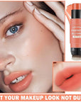 Cream Blush Stick with Brush,Waterproof Blush Makeup,Long Lasting Coral Orange