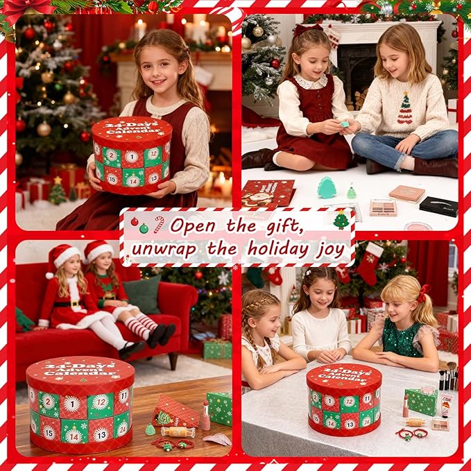 Erinde Makeup Advent Calendar 2025, 24 Days Christmas Makeup Gift Set for Women & Teen Girls, Holiday Beauty Countdown Calendar with Full Makeup & Tools, Festive Xmas Surprise Kit & Stocking Stuffers