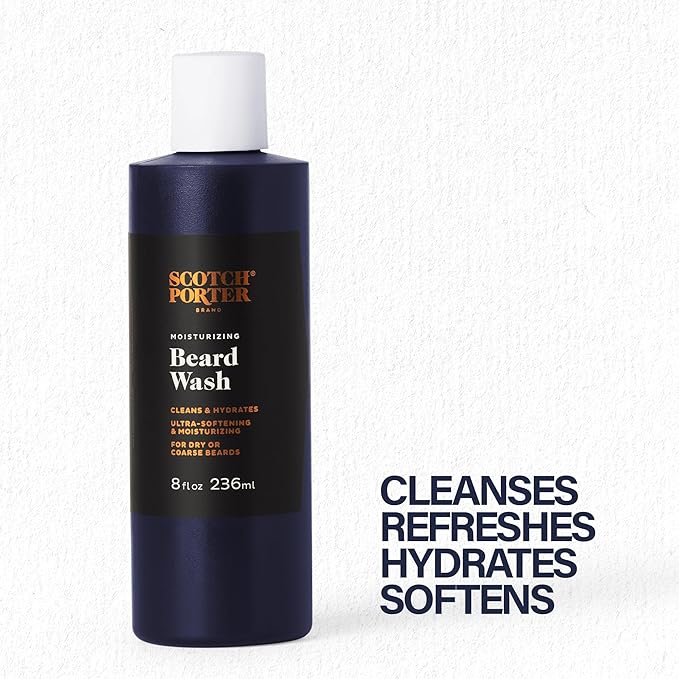 Scotch Porter Moisturizing Beard Wash – Cleanse, Refresh, Hydrate & Soften Coarse, Dry Facial Hair while Protecting Skin for a Fuller/Healthier-Looking Beard – Original Scent, 8 oz. Bottle