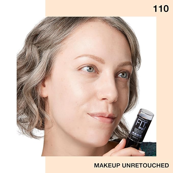 Maybelline Fit Me Shine-Free + Balance Foundation Stick, Multi-Use Face Makeup and Contour Stick For Natural, Matte Coverage, Porcelain, 1 Count