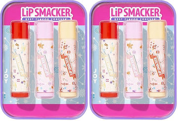 Lip Smacker Holiday Christmas 3 pcs Flavored Lip Balm Tin Original & Best (Pack of 2)