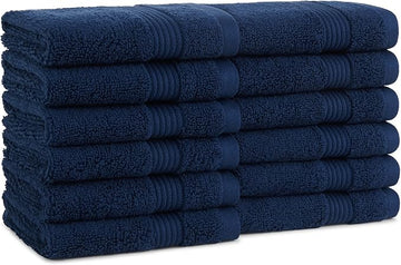 Arkwright Bath Washcloths 12 Pack - Super Soft 100% Cotton, 600 GSM Quick Dry & Absorbent, Luxury Face & Body Wash Cloth Towels for Hotels, Spa, and Vacation Rentals, Lapis Navy