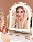 FENNIO Vanity Mirror with Lights 15"x13" Makeup Mirror with Lights, Lighted Makeup Mirror Touch Screen with 3-Color Lighting, 10X Magnification, Dimmable, for Vanity Desk Tabletop(White)