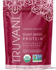 Truvani Vegan Pea Protein Powder | Chocolate Strawberry | 20g Organic Plant Based Protein | 10 Servings | Keto | Gluten & Dairy Free | Low Carb | No Added Sugar