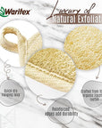 Waritex Egyptian Loofah Rectangular Body Scrubbers with Hand Strap, Exfoliating Bath Pads Made from Natural Egyptian Loofah Fibers, Gentle Deep Cleansing for Men and Women in Shower 2 Count (1 Pack)