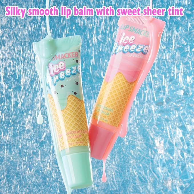 Lip Smacker Ice Freeze Balm, Ultra-Hydrating & Cooling Lip Balm with Refreshing Flavor, Sheer Tint & Minty Sensation, Soft-Served Creamy Formula, Moisturizing & Nourishing Lip Care - Peppermint