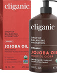 Cliganic Organic Jojoba Oil 16 oz, 100% Pure | Bulk, Natural Cold Pressed Unrefined Hexane Free for Hair & Face | Base Carrier Oil