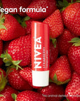 NIVEA Strawberry Lip Care, Tinted Lip Balm Pack with Shea Butter, Nourishing Oils and Vitamin C & E, 3-in-1 Moisture, Repair and Color, 0.17 Oz Stick, Pack of 4