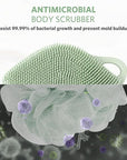 Sndyi Silicone Body Scrubber, Gentle Exfoliating Body Scrubber for Sensitive Skin, Leaf Shaped Shower Scrubber for Body with Lathering Bristles, Silicone Loofah Body Brush for Showering, Green