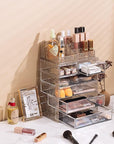 Sorbus Acrylic Makeup Organizer Set, 6-Drawer Vanity & Countertop Cosmetic Storage with Small & Wide Compartments, Glitter Makeup Storage for Brushes, Jewelry – Holiday Gift for Women & Teens