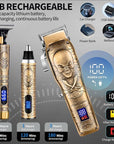 Roziapro Hair Clipper for Men Zero Gapped Nose Hair Trimmer Set Professional Barber Clippers for Haircut Cordless Beard Trimmer, Rechargeable Clippers Set for Hair Cutting (Gold)