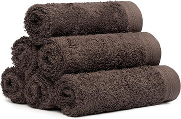 100% Cotton Washcloths Set 13” x 13” | Chocolate Towels | Set of 6 Ultra Soft and Highly Absorbent Washcloths Sets for Bathroom, Gym, Hotel, Spa | Machine Washable Face Towel