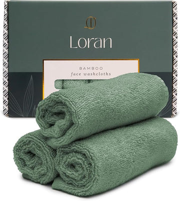 Sage Green Washcloths Set of 6 Soft Facial Cloths 10” x 10” 100% Viscose Derived from Bamboo Spa-Like Feel Silky Face Cloth for Skin Cleansing