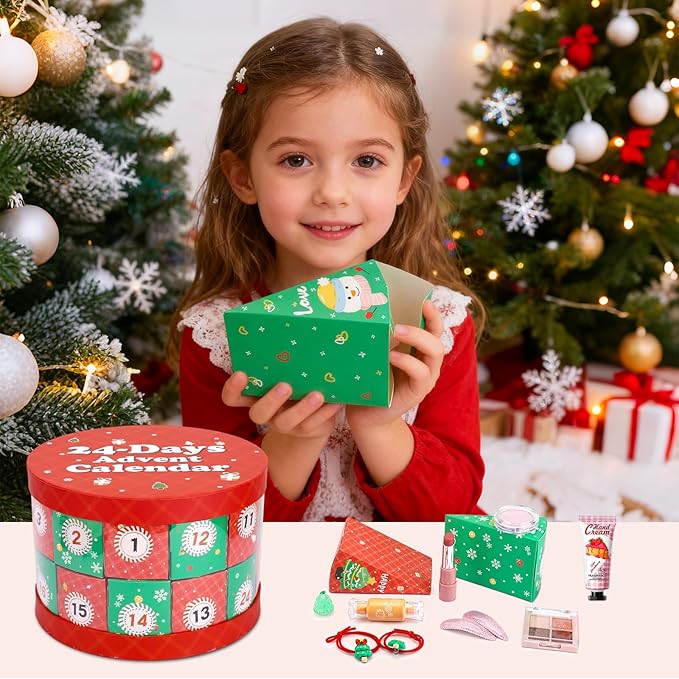 Erinde Makeup Advent Calendar 2025, 24 Days Christmas Makeup Gift Set for Women & Teen Girls, Holiday Beauty Countdown Calendar with Full Makeup & Tools, Festive Xmas Surprise Kit & Stocking Stuffers