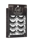 KISS Lash Couture Matte Black Faux Mink Eyelashes Multipack, Matte Cheviot, Black, Natural Looking, Cruelty-Free & Vegan, Holds Curl, Comfortable, Seamless, Knot-Free Band | 4 Pairs