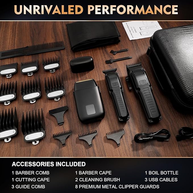Professional Hair Clipper for Men, 3 in 1 Hair Clipper Beard Trimmer and Electric Foil Shaver Set with LED Display, Cordless Grooming Kit for Home, Travel, Barber, Ideal Gift for Him
