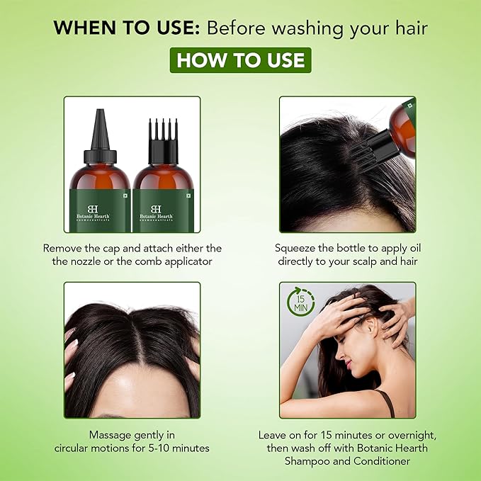 Botanic Hearth 100% Pure Tea Tree Oil For Hair Growth | Infused with Jojoba & Grapeseed Oils | Hair Oil Repairs Dry Damaged Hair, Strengthening, Healthier - Hair Tonic, 4.0 fl oz