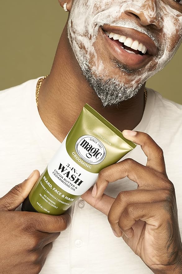 Softsheen-Carson Magic Shaving Beard Grooming Kit for Men with Cedarwood Oil, Includes Beard Butter, Scrub and Cleanser, Gift Set for Facial Hair Care,1 kit