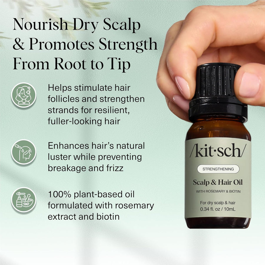 Kitsch Rosemary Oil for Hair Growth – Hair Oil with Biotin, Castor & Jojoba – Pre-Wash Scalp Oil for Hair Care – Lavender Scent – 10mL