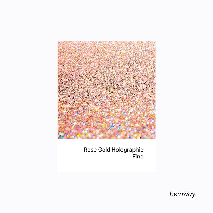 Hemway Eco Friendly Biodegradable Glitter 100g / 3.5oz Bio Cosmetic Safe Sparkle Vegan for Face, Eyeshadow, Body, Hair, Nail and Festival Makeup - Fine (1/64" 0.015" 0.4mm) - Rose Gold Holographic
