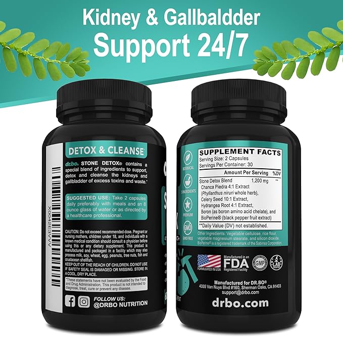 Stone Breaker Chanca Piedra Capsules - Stone Detox for Kidney Cleanse Detox, Gallbladder Formula with Hydrangea Root - Natural Gallstones Kidney Stones Dissolver Gallbladder Flush Pills - 60 Capsules