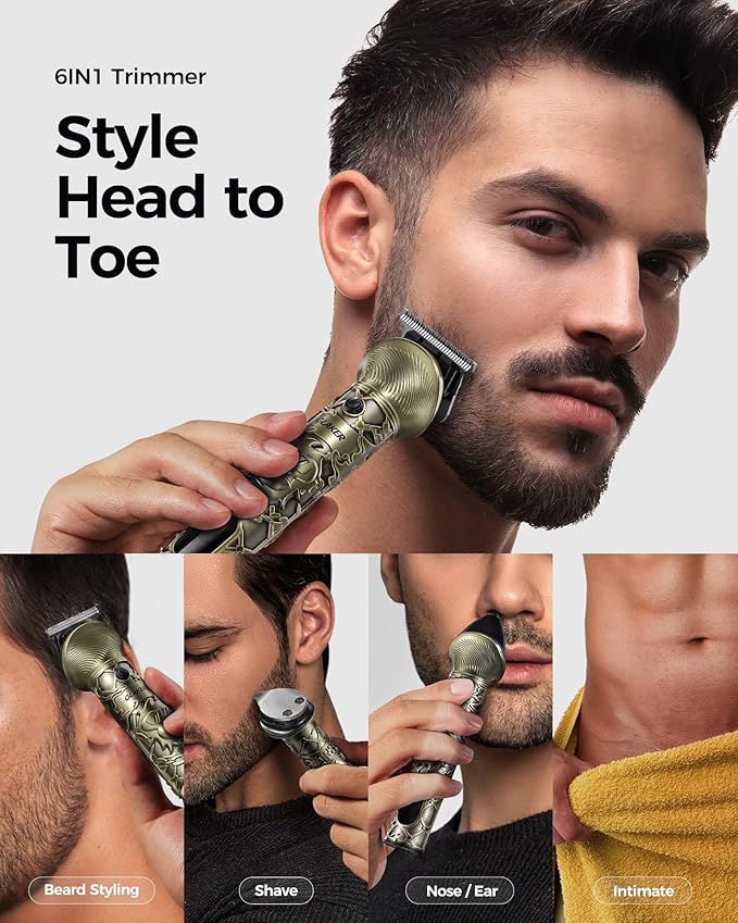 GLAKER Hair Clippers for Men Professional, Cordless Clippers for Hair Cutting, Mens Bear Trimmer, Electric Razor Barber Clippers Hair Trimmer, Gifts for Men (Gold)
