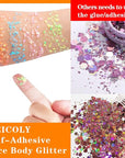 MEICOLY Glow in The Dark Body Face Glitter Gel,Luminous Halloween Sequins Chunky Glitter, Self-Adhesive Neon UV Blacklight Glitter for Body Face Hair Festival Sparkling Body Glitter for Women,Blue