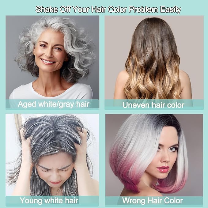 Fvquhvo Silver Gray Hair Dye Shampoo, Instant Hair Color Shampoo, Silver Hair Dye for Women Men, Lasting Champu Para Canas, Easy to Use 16.90 Fl Oz