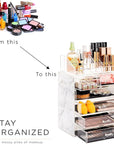 Sorbus Acrylic Makeup Organizer Set, 6-Drawer Vanity & Countertop Cosmetic Storage with Small & Wide Compartments, Marble Print Makeup Storage for Brushes, Jewelry – Holiday Gift for Women & Teens