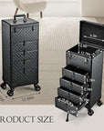 Nail Salon Cart with 4 Drawers,Rolling Makeup Train Case for Beauty,Cosmetology Case on Wheels,Trolley Cart,Lockable Organizer Travel Case for Manicure/Face Painting/Hairstylist/Tattoo Artist