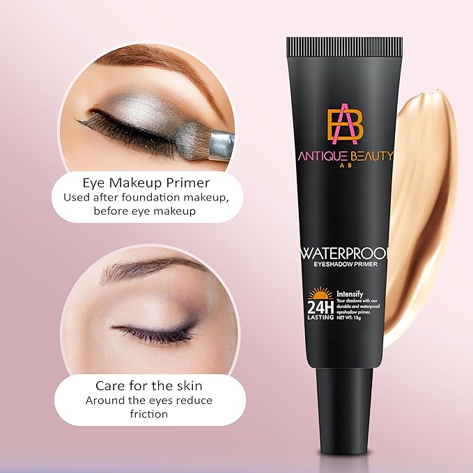 Waterproof Eyeshadow Primer for Oily Eyelids – 24H Long Lasting, Smudge-Proof Eye Primer Base for All Skin Tones – Antique Beauty (15 g)
