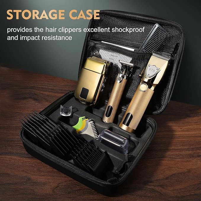 Suttik Hair Clippers for Men Professional, Cordless Beard Trimmer & Electric Shavers for Men, Mens Hair Clippers and Trimmer Kit for Barber with Case, Gold