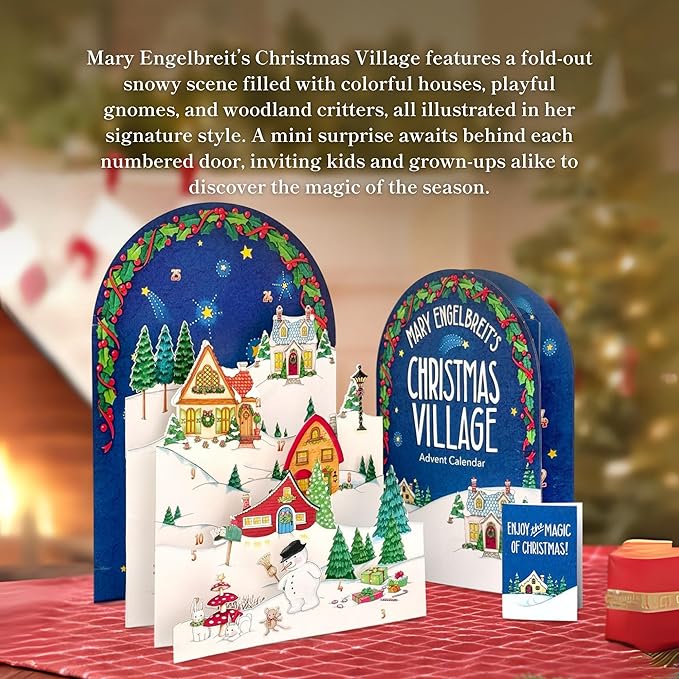 Freshcut Paper 2025 Advent Calendar, Mary Engelbreit's Christmas Village, Pop Up 3D Greeting Cards, Paper Advent Calendar for Adults, Christmas Gifts, Holiday Cards with Blank Notecard & Envelope
