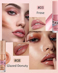 Lip Gloss Oil Set-2 Colors Hydrating Tinted Lipgloss Lip Glow Oil,Non-sticky Shiny and Vegan Lip Glaze, Glitter Crystal Jelly Lip Glaze,Women's Day Makeup Gift Kit for Women Girl-Set D