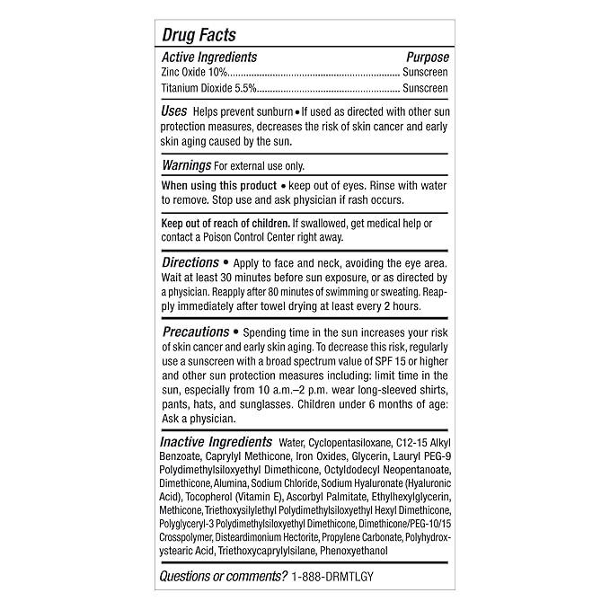 DRMTLGY Physical Tinted Moisturizer with SPF 44. Universal Tint. All-In-One Mineral Tinted Sunscreen and Foundation with Broad Spectrum Protection Against UVA and UVB Rays, 2.05 oz