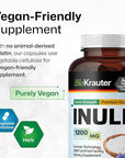 BIO KRAUTER Inulin Powder Capsules - 1200 mg Strength - 250 Count - Fiber Supplement - Chicory Root Fiber Capsules for Digestive Support - Pure Soluble Fiber Supplements - Vegan Inulin Capsules