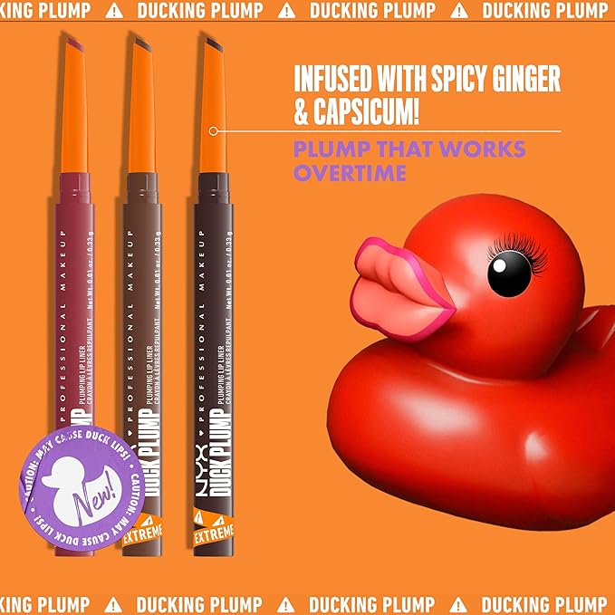 NYX PROFESSIONAL MAKEUP Duck Plump Plumping Lip Liner, Matte Pencil With Up To 10HR Wear, Double Dose (Dark Brown Lip Liner)