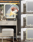 LIKIMIO Small Makeup Vanity Desk with Mirror and Lights, Vanity Table Set with Storage Drawer, Chair and Three Shelves, Bedroom, White Walnuts