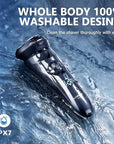 Electric Shaver for Men, 100% Washable Rechargeable Waterproof Electric Razor Wet & Dry Shaving with Pop-up Trimmer, 1 Hour Fast Charging, 4D Floating Head, LCD Power Indicator