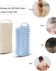 2 PC Silicone Body Scrubber, 2 in 1 Exfoliating Shower Bath Scrubber, Soft Silicone Loofah for Sensitive Skin, Shower Hair Scalp Massager, Easy to Clean, Lather Well (Grey&Blue)