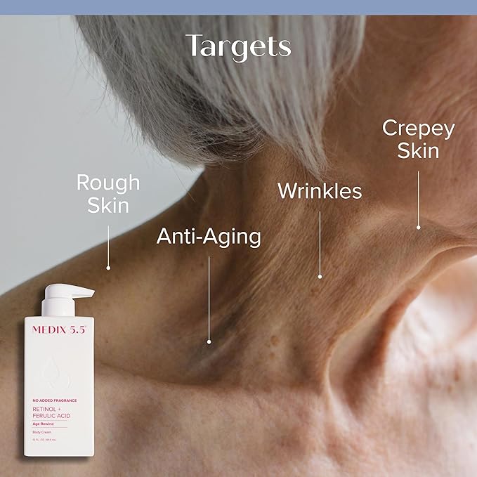 MEDIX Fragrance Free Retinol Body Lotion Crepey Skin Care Treatment | Firming Body & Face Moisturizer | Anti Aging Retinol Cream For Face Targets Look Of Crepe Skin & Wrinkles, 2-Pack