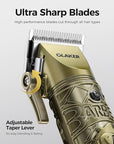 GLAKER Hair Clippers for Men Professional, Cordless Clippers for Hair Cutting, Mens Bear Trimmer, Electric Razor Barber Clippers Hair Trimmer, Gifts for Men (Gold)