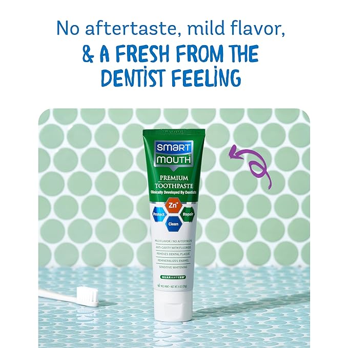 SmartMouth Toothpaste, Refreshing Mint, 6-Ounce Tube (Pack of 3)