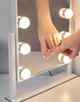 Vanity Mirror with Lights,Lighted Vanity Mirror with 9 Dimmable Bulbs for Dressing Room & Bedroom,3 Color Lighting,Modes Detachable 10x Magnification 360°Ratation(White)