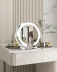 ROLOVE Vanity Mirror with Lights, 12 Inch Light Up Makeup Mirror, LED Makeup Mirror with Lights for Bedroom Tabletop, Smart Touch Control 3 Colors Dimmable, 360° Rotation, White