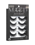 KISS Lash Couture Matte Black Faux Mink Eyelashes Multipack, Matte Twill, Black, Natural Looking, Cruelty-Free & Vegan, Holds Curl, Comfortable, Seamless, Knot-Free Band | 4 Pairs