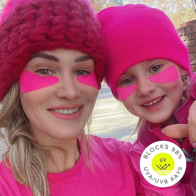 Sun Patch, Reusable Sun Screen Silicone Patches For UV Protection & Face Sunscreen, Sun Face Patches For Sun Exposure, UV Shield Silicone Sun Block (1 Pack/4 Pairs) (Pink) (Golf, Surf, Swim, Ski)