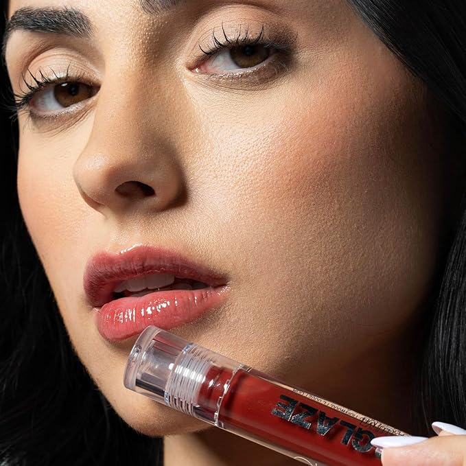 Palladio Lip Glaze Serum, Hydrating Lip Gloss with Peptides & Hyaluronic Acid for Plump, Smooth, and Nourished Lips – Vegan, High-Shine, Non-Sticky Finish (Red Merlot)